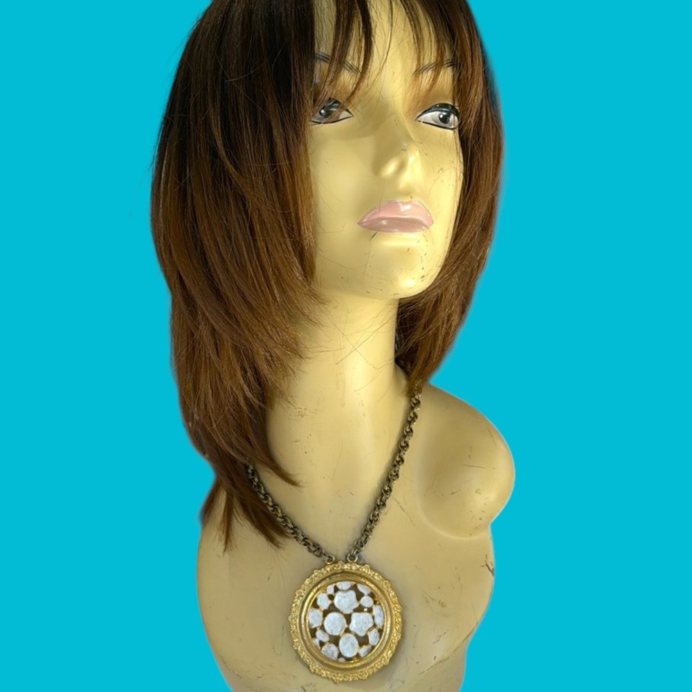 💗ORIGINAL‎ BY ROBERT LARGE GOLD PENDANT  WHITE ENAMEL LONG BYZANTINE ROPE CHAIN